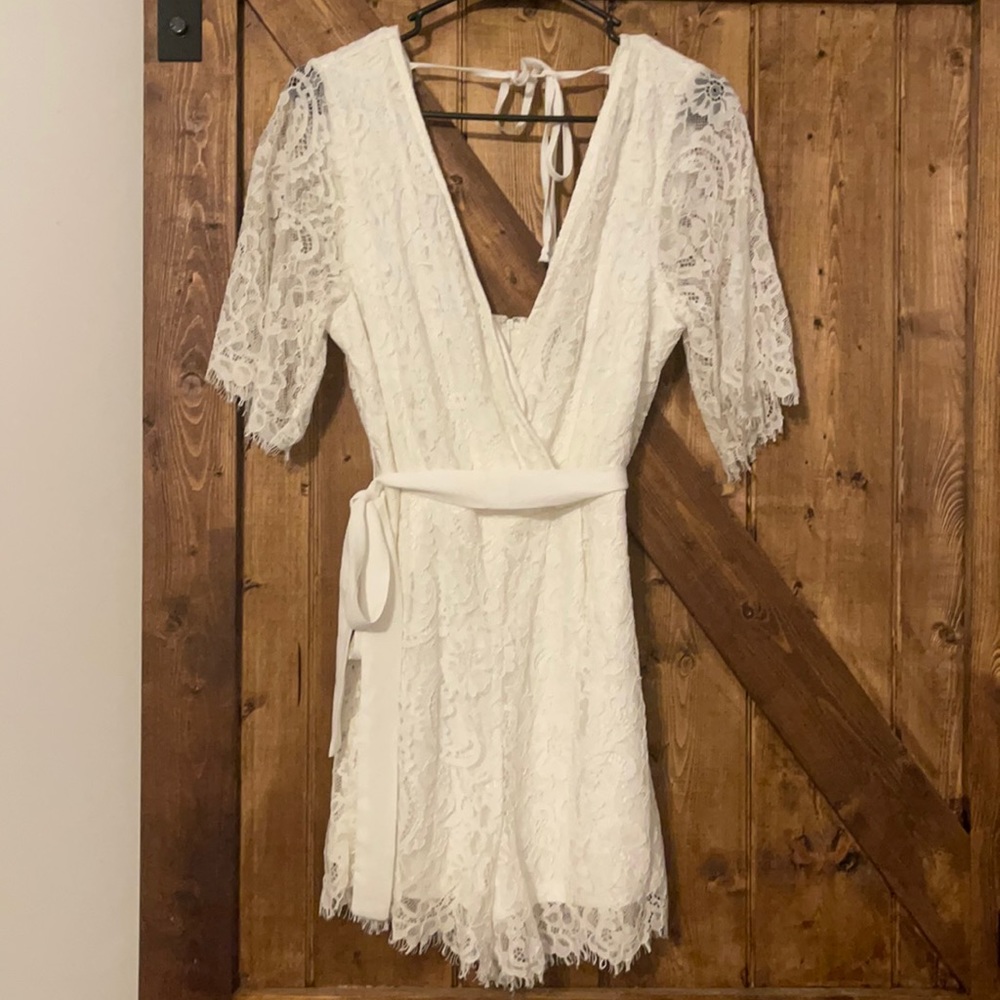 White lace romper.